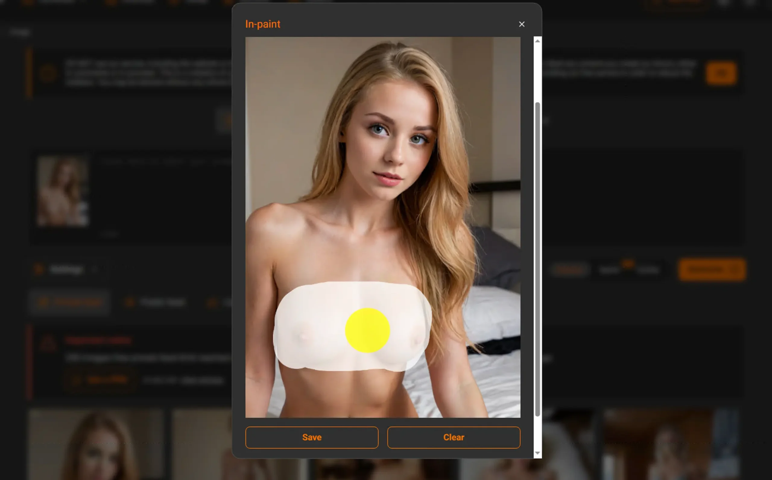 PornWorks AI Brush tool - inpainting editor interface